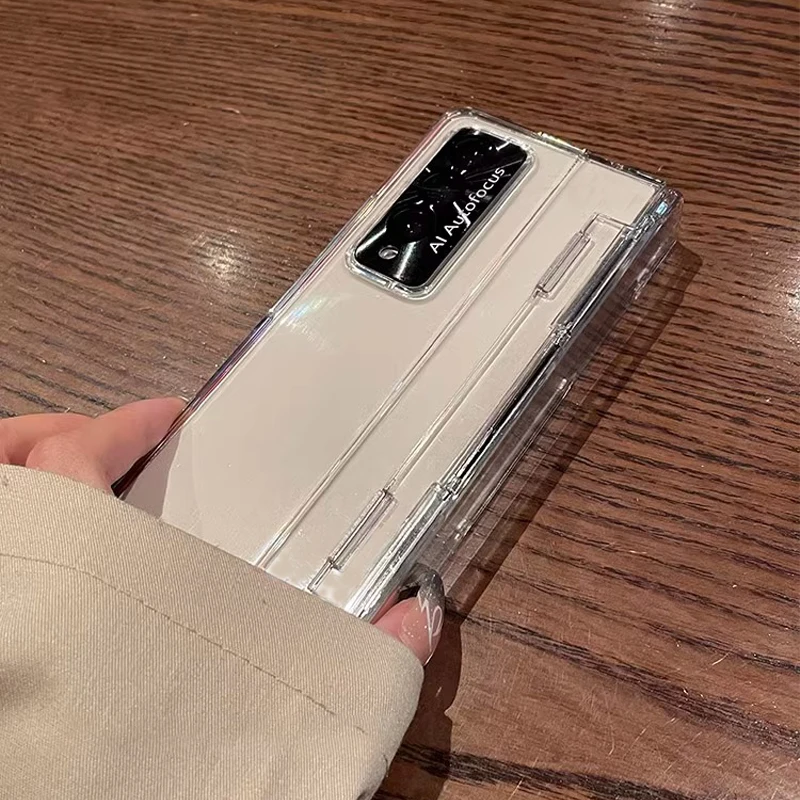 Фото Роскошный защитный чехол с подставкой и защитой экрана для Samsung Galaxy Z Fold7 6 5 4 3 5G Z Fold 6 5G Цельный прозрачный чехол с покрытием №4
