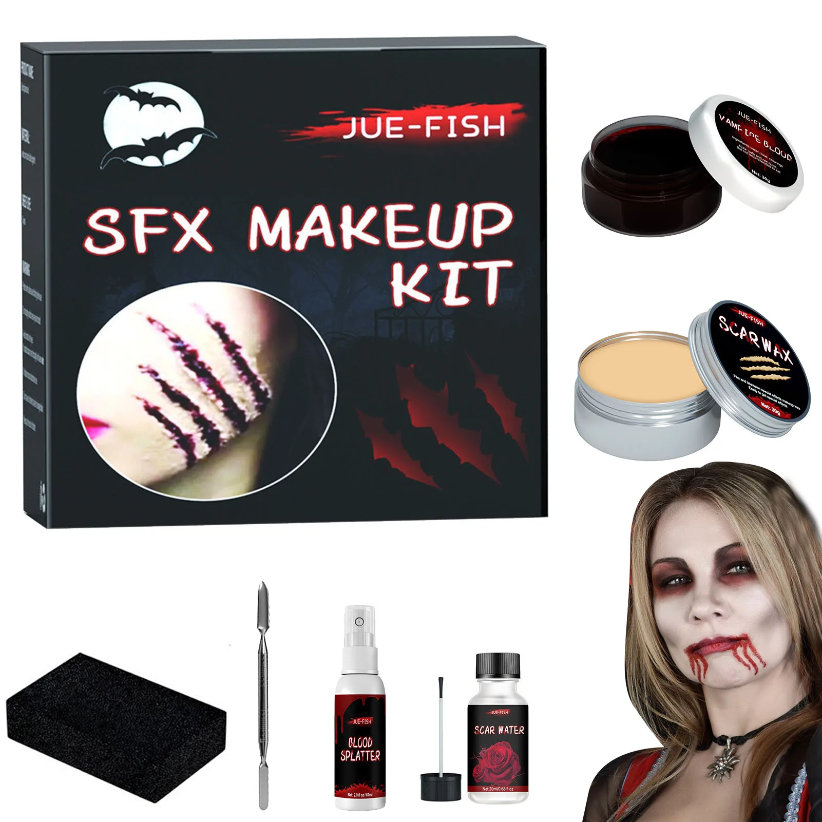 

Halloween Makeup Set Horror Wound Scary Blood Injury Sticker Halloween Body Face Painting Fake Scars Bloody Cos Decoration