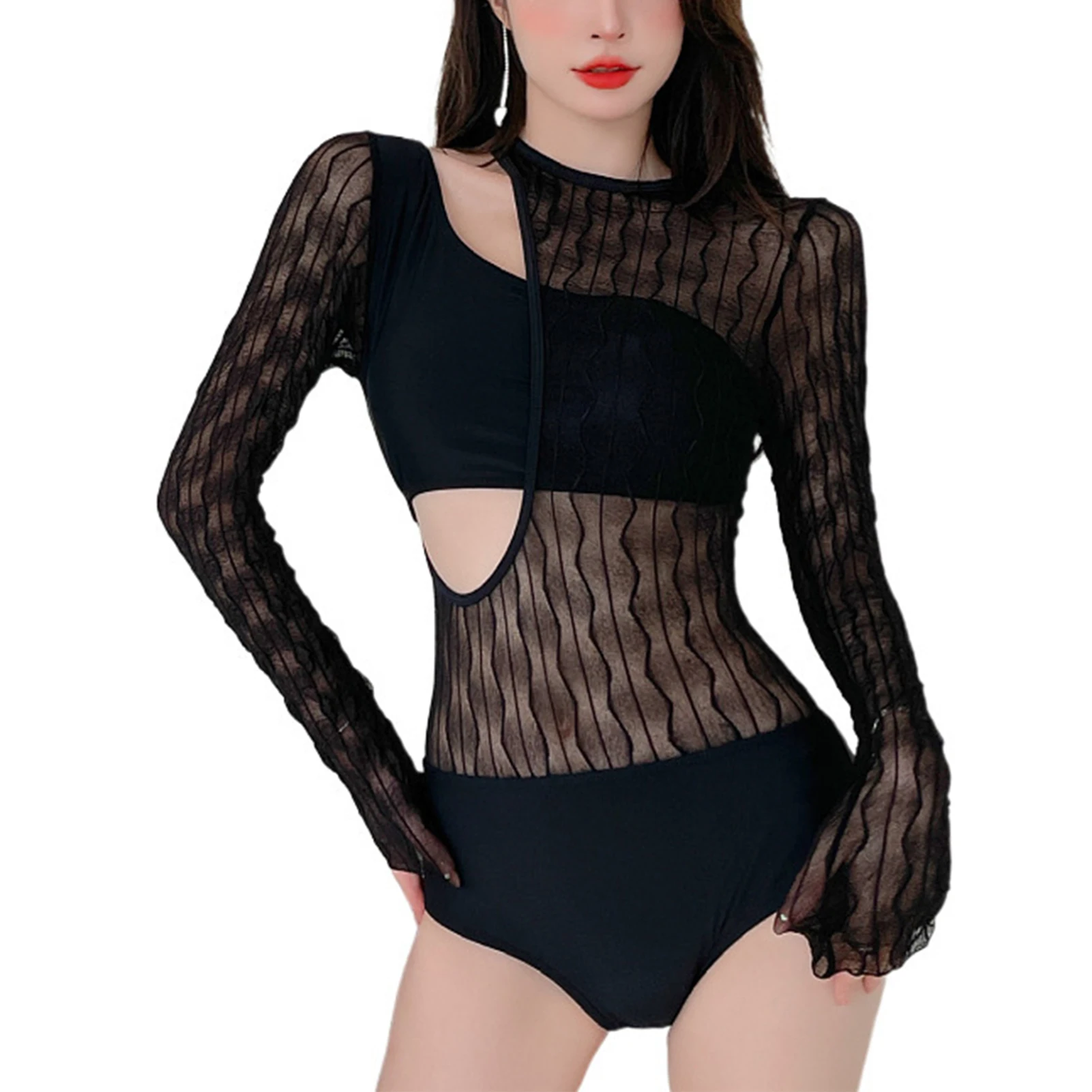 

Женский цельный купальник-бикини, однотонные купальники, тонкий комплект бикини для частного пляжного бассейна