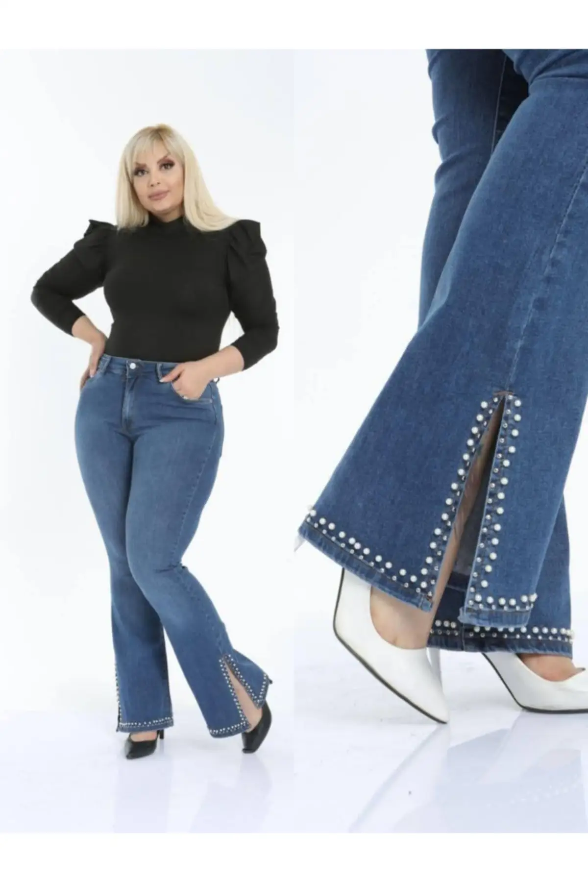 

Women's Plus Size Trousers with Slit Legs