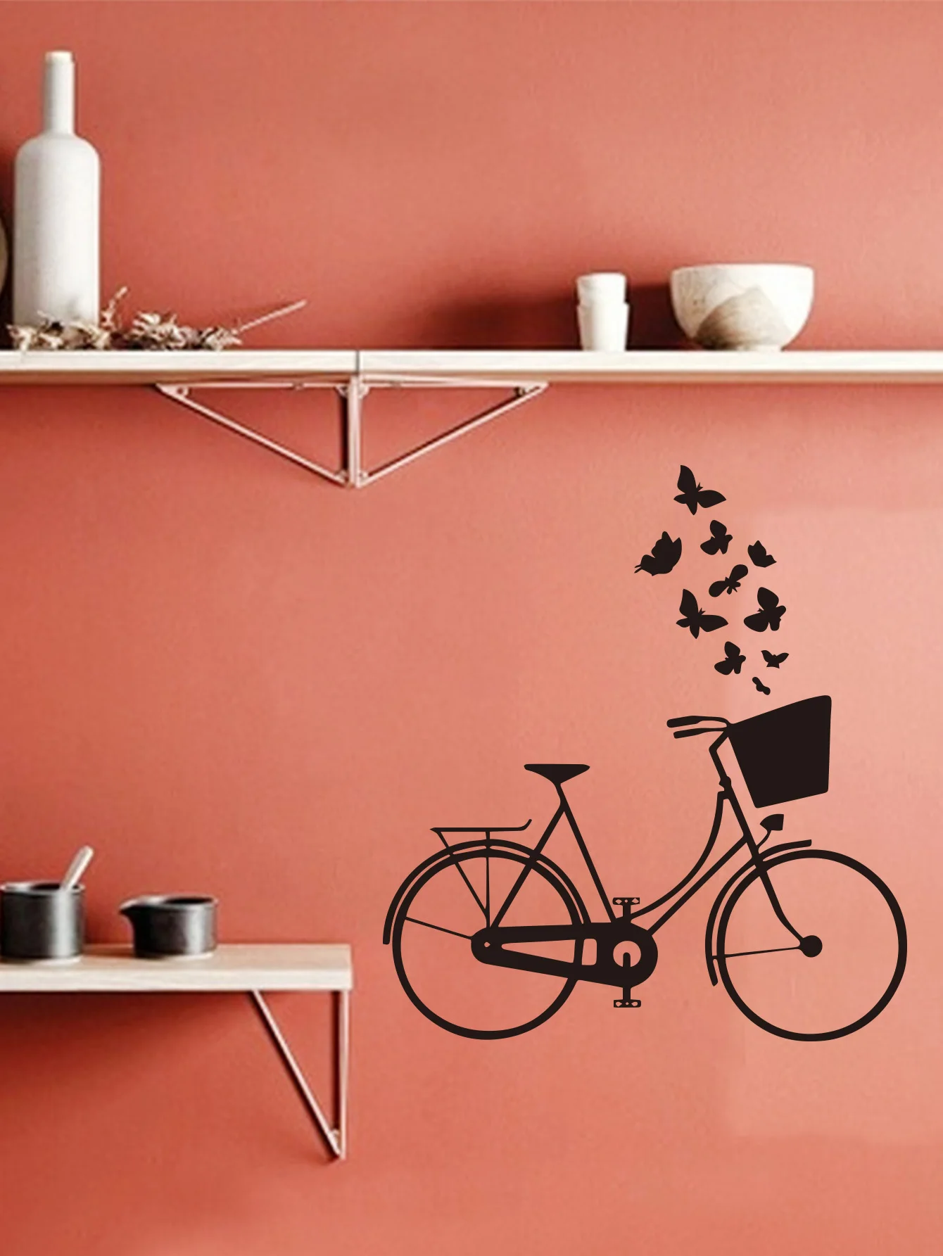 Настенная художественная наклейка с бабочками и велосипедами