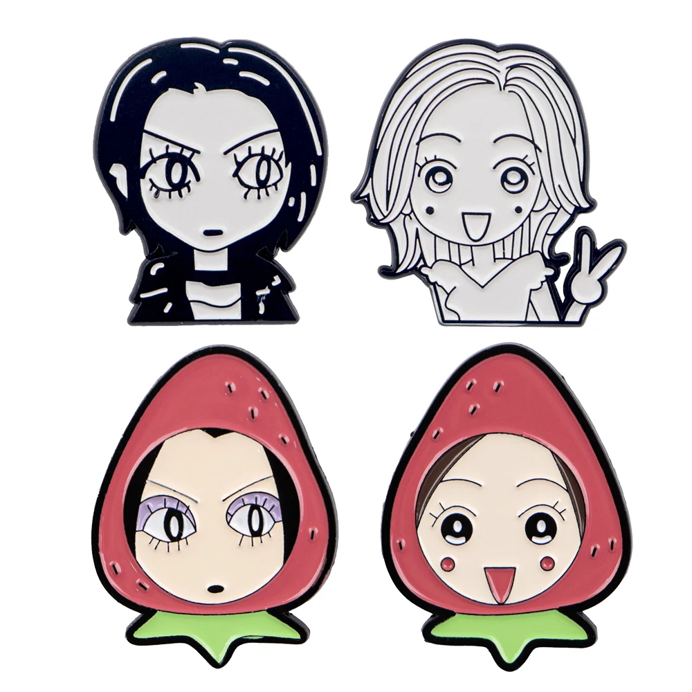 고전적인 일본 애니메이션 소녀 Oosaki Nana 배낭 용 옷깃 핀 에나멜 핀 여성용 브로치 배지 의류 쥬얼리 Accessorie
