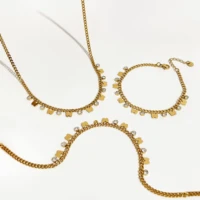 perisbox fashion cute round butterfly charm necklace stainless steel rhinestone jewelry for women acier inoxydable bijoux
