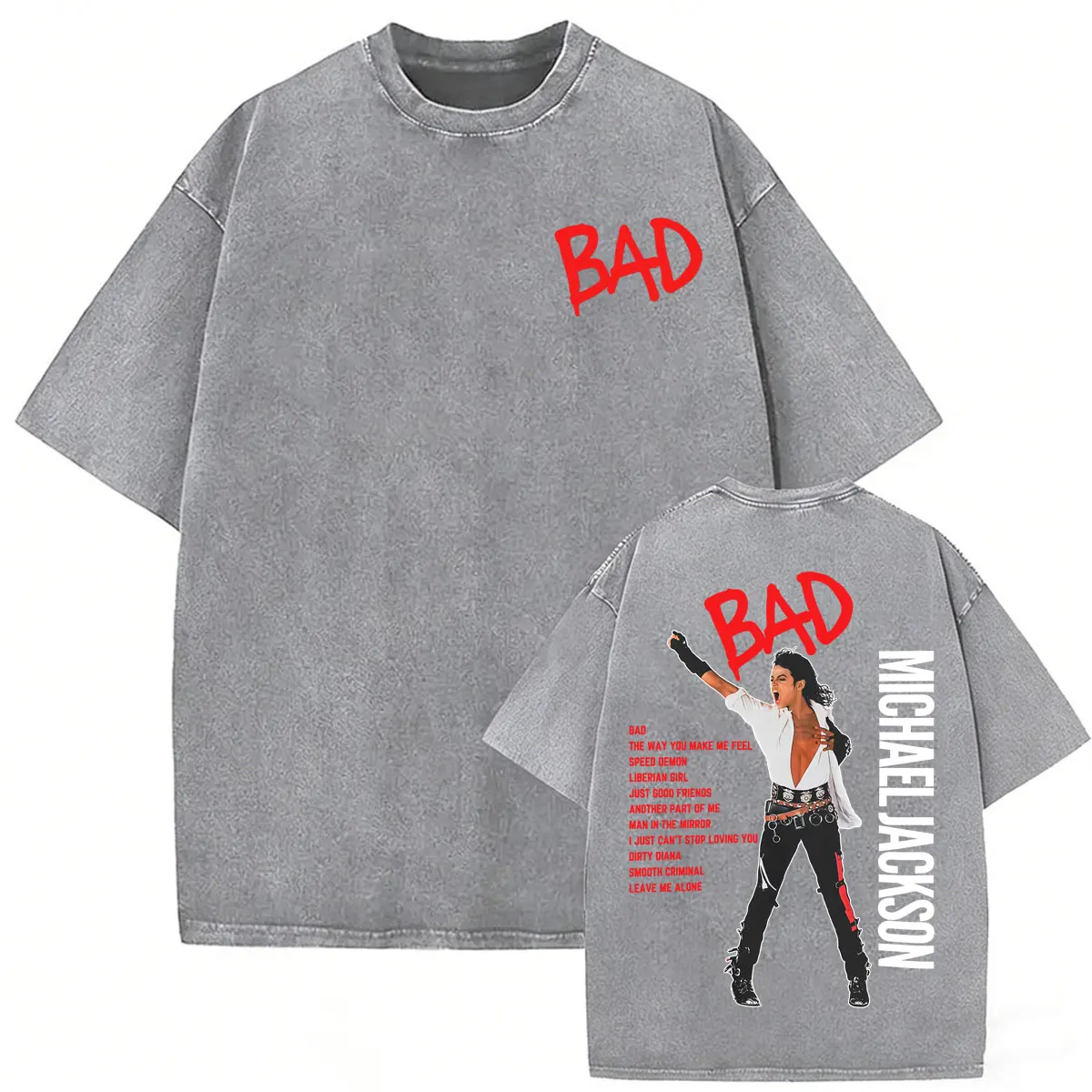 Фото Винтажные футболки с эффектом потертости King of Pop Bad Tour '88 Майкл Джексон, ретро-футболки 80-х годов, концертные футболки для мужчин и женщин, высококачественные повседневные хлопковые футболки №5
