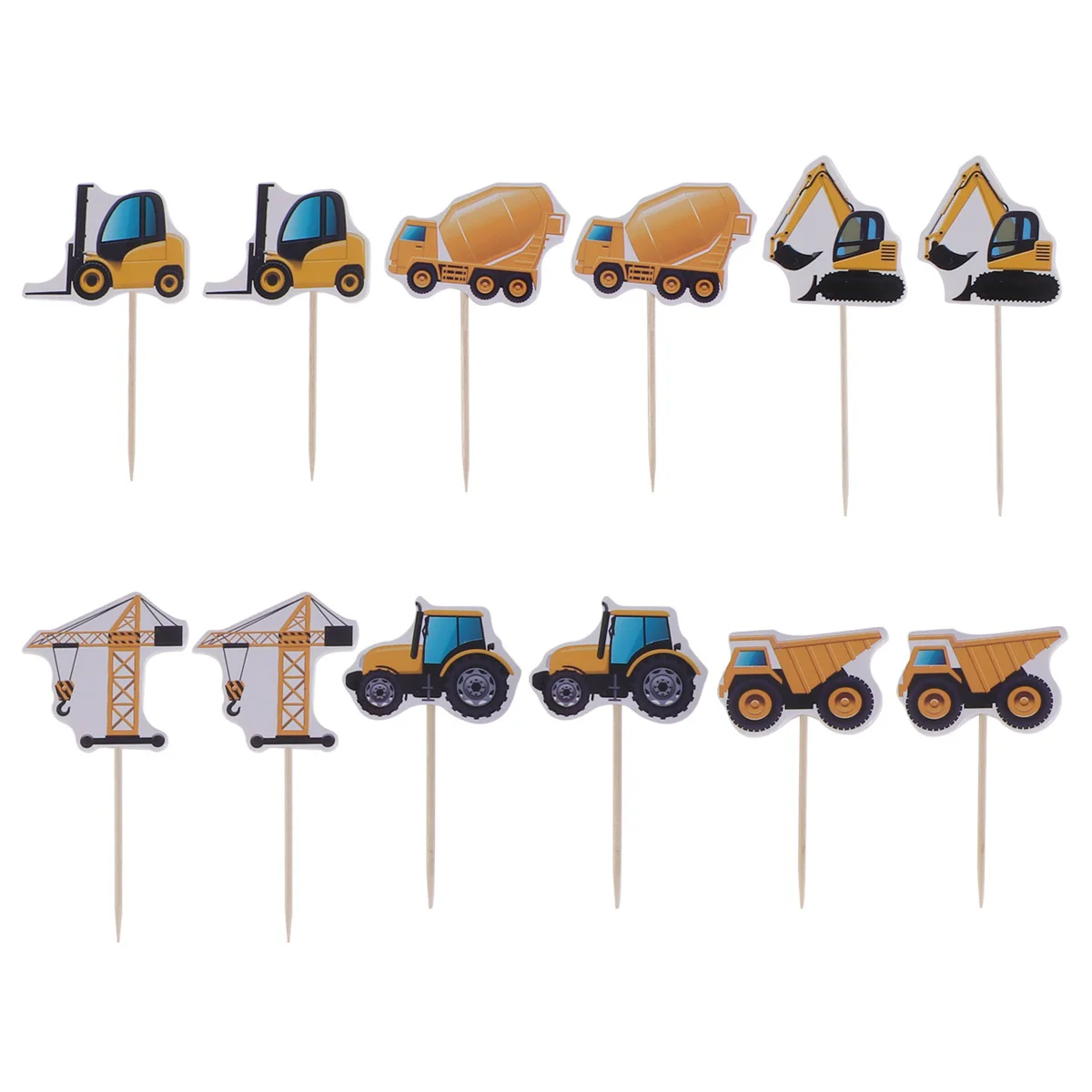 

12pcs Excavator Truck Cupcake Topper Birthday Cake Decor Construction Cake Decorations Cupcake Toppers