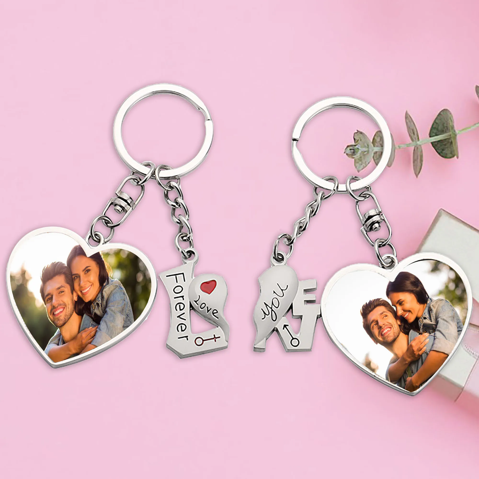 

Magnetic key ring for couples with customized photosFashion Couple Jewelry Lover Key Chain Couple Key Ring Magnetic Button Key
