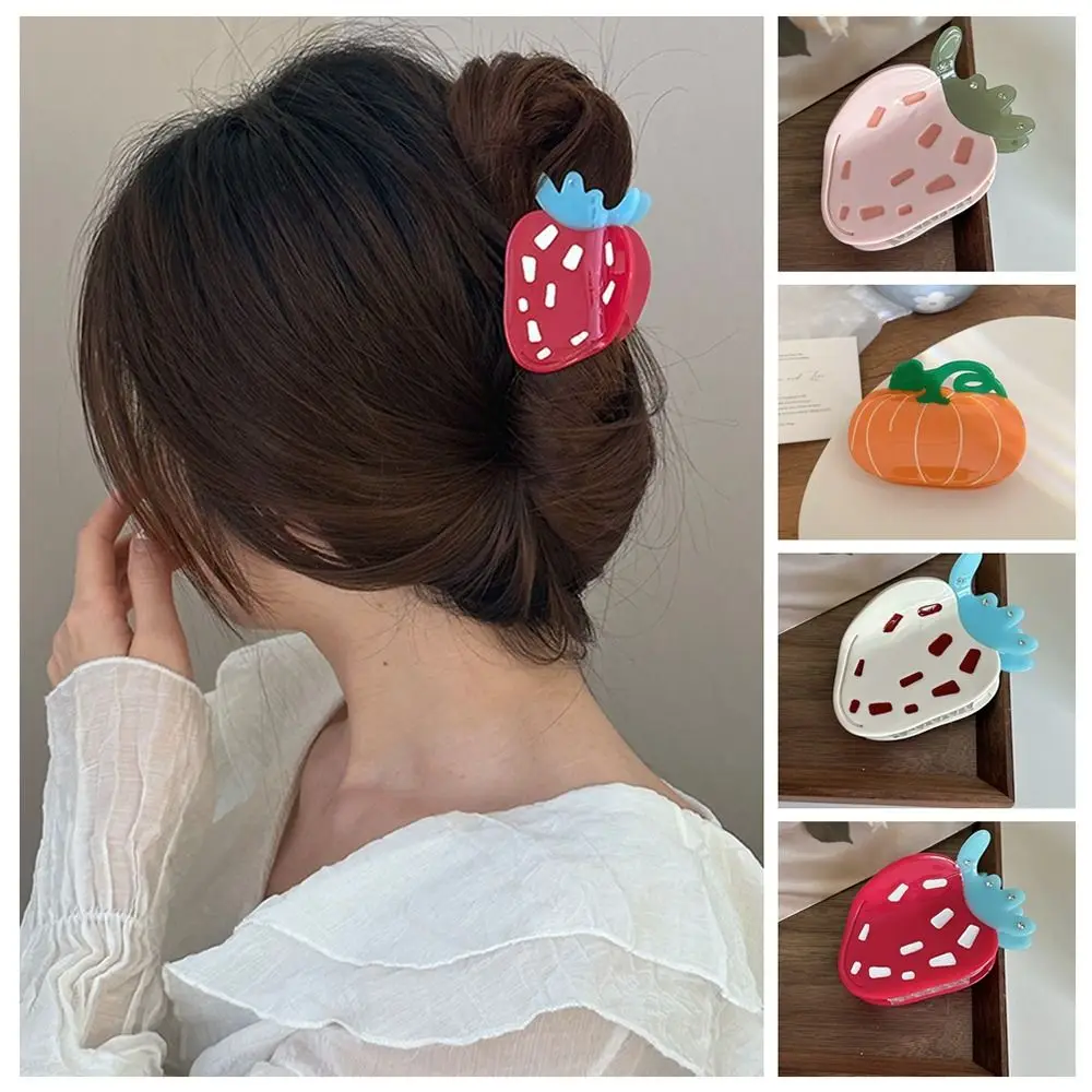 Милая заколка для волос со стразами и клубникой коготь в виде тыквы акулы