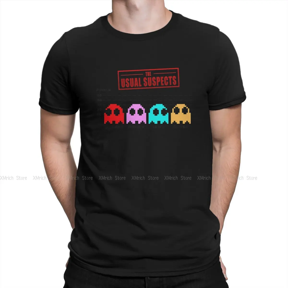 

Awesome Suspects Classic T-Shirt Men Round Collar Pure Cotton Pacman Retro Games Short Sleeve Tees Birthday Present Clothes