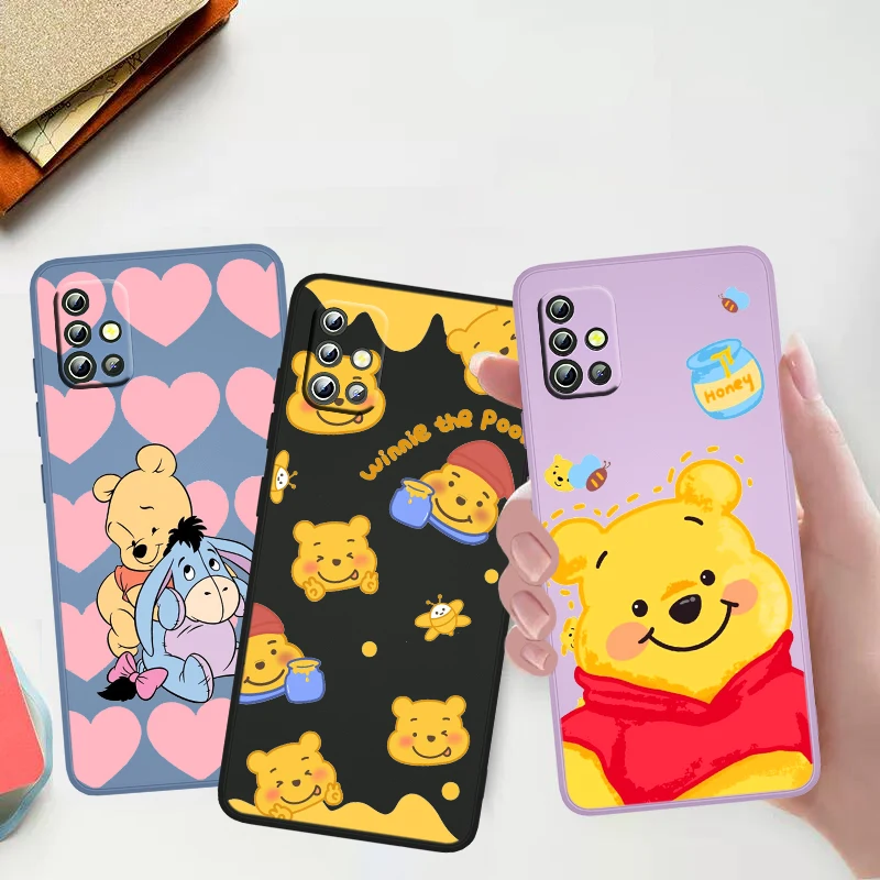 

Winnie the Pooh Cute Case For Samsung Galaxy A73 A53 A33 A52 A32 A22 A71 A51 A21S A50 4G 5G Liquid Rope Phone Cover Capa Coque