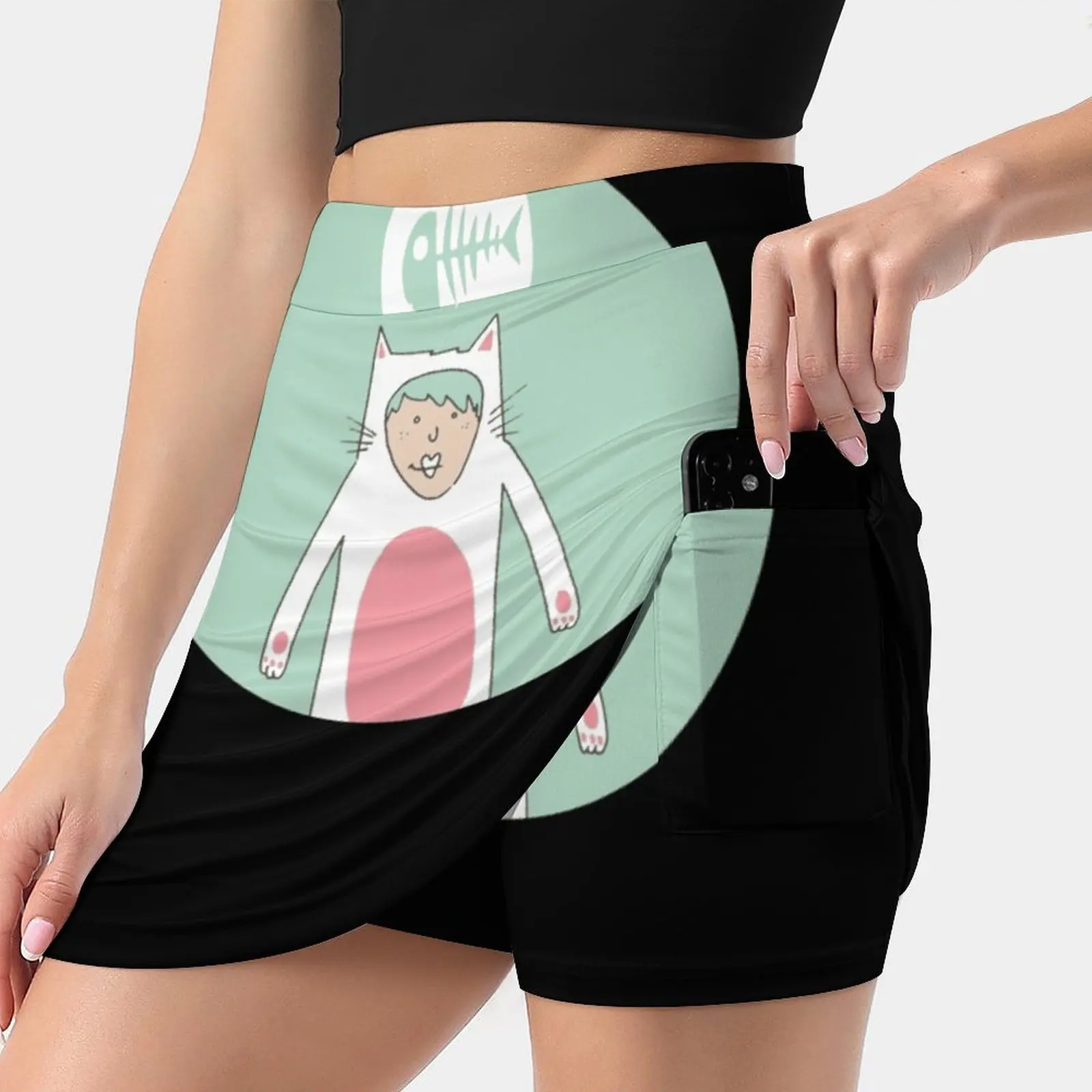 

Костюм кошки, корейская мода, летняя юбка для женщин светильник кие брючные юбки, костюм кошки, костюм для девочки с девочкой внутри, Мятная