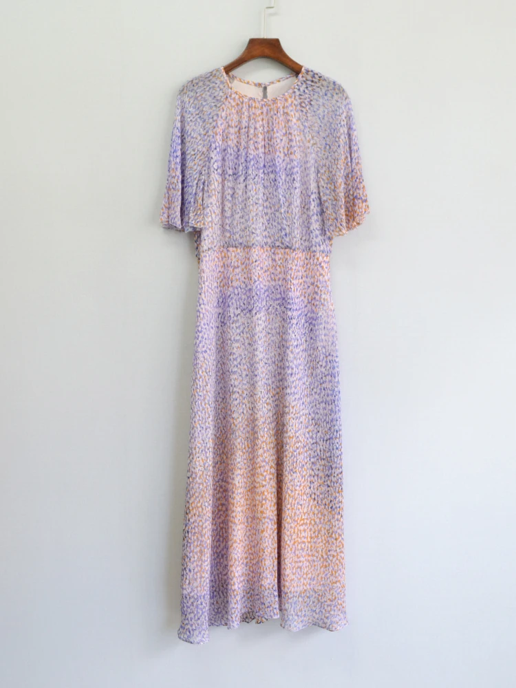 Платье-миди с коротким рукавом принтом и