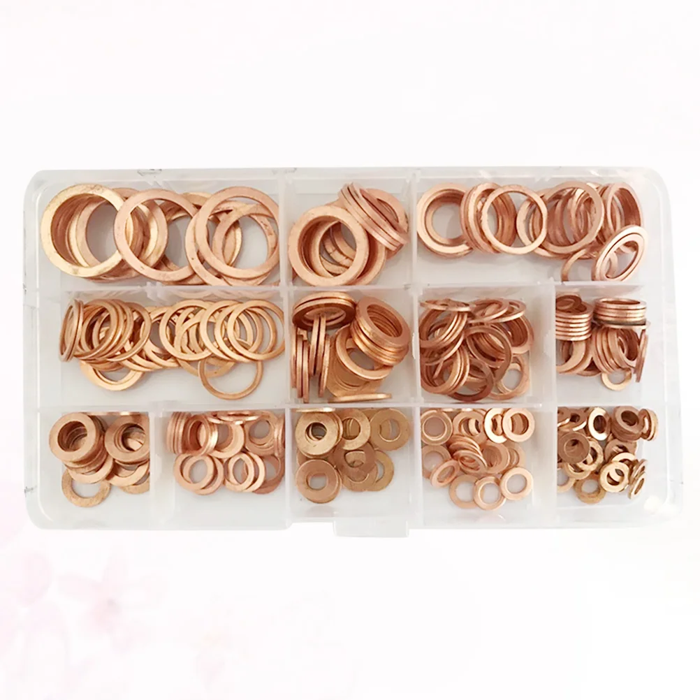 

300PCS Flat Washers for Screws Copper Sealing Washers Braking Gasket Flat Washers Assortment Copper Washers Copper Flat Washers