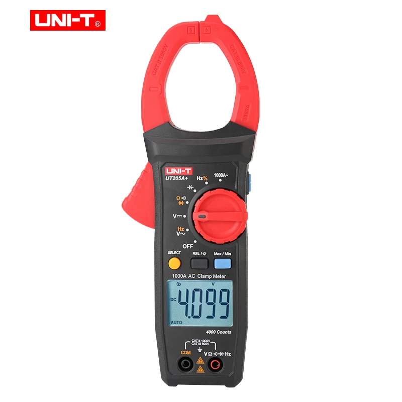 

UNI-T Digital Clamp Meter 1000V AC DC Voltage Current Tester Resistance Auto Range Temp Multimeter UT205A+ UT206A+