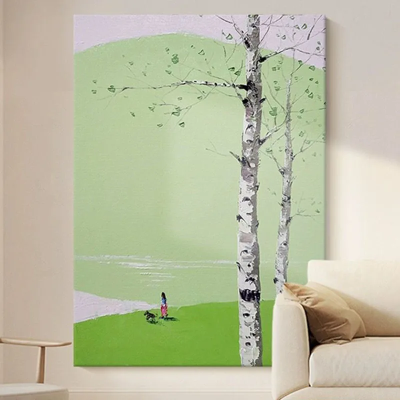 Красивый пейзаж с зеленым полетом картина маслом ручной работы на холсте