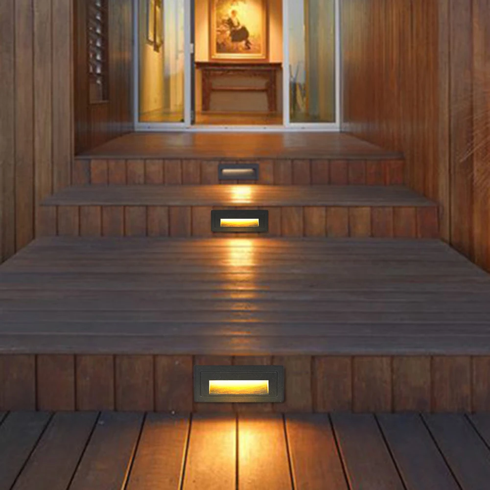 

Recessed LED Stair Wall Lights IP65 Waterproof Outdoor Indoor Footlight Step Lamps for Yard Patio Holiday Party Decor