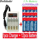 Новинка 2022, перезаряжаемая батарея AA, 9800 мАч, 1,5 в, новая Щелочная перезаряжаемая батарея, подходит светодиодный Ной лампы, игрушки, MP3зарядного устройства