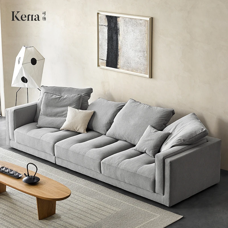 

Большой Диван, тихий пух, ткань из полиэстера, разделенная трехместная гостиная, серый пол.