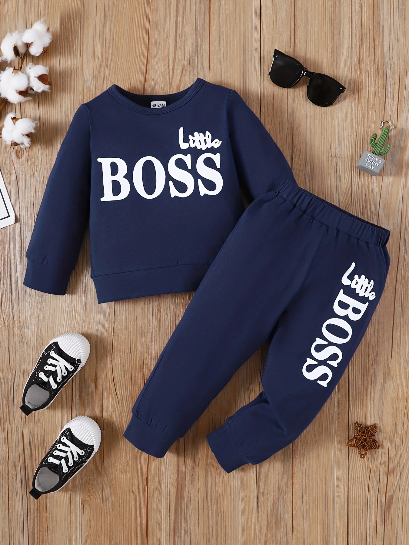 Clothes Set for Kids Boy 1-6 Years Solid Long Sleeves Little BOSS Top+Pants Costume Spring Autumn Children Boy Casual Outfit
