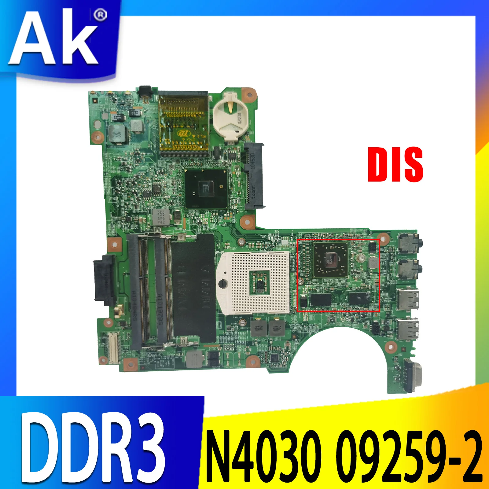 

For Dell inspiron N4030 Laptop Motherboard HM57 DDR3 0H38DX CN-03XMYG CN-0R2XK8 48.4EK19.011 Mainboard Free CPU 09259-2