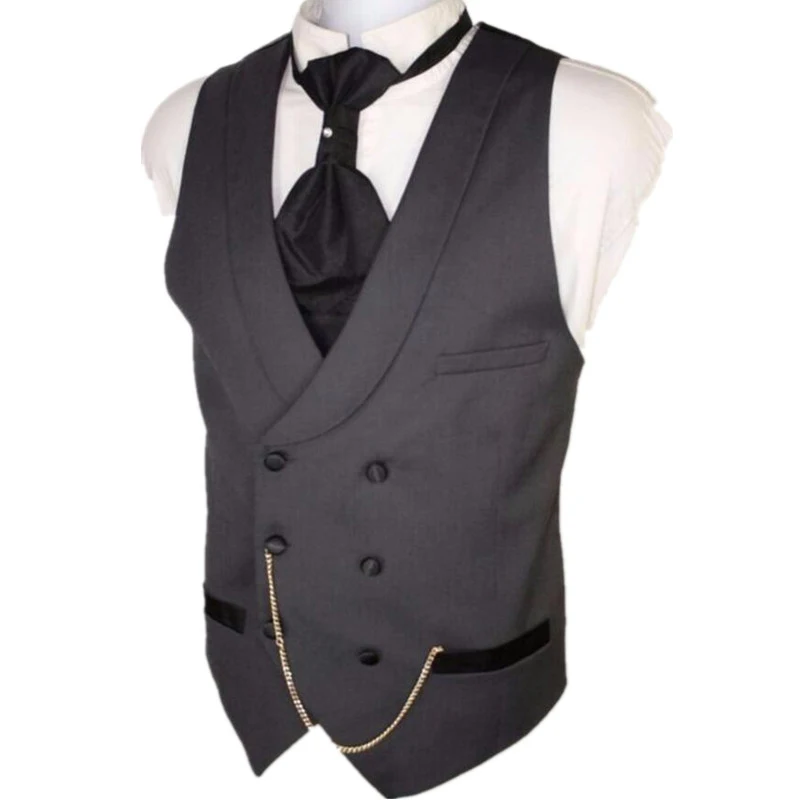 

Double Breasted Sleeveless Men Vest for Wedding with Shawl Lapel One Piece Groomsmen Suit Waistcoat Male Fashion Coat