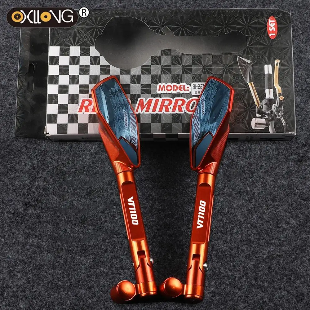 

For HONDA VT1100 VT 1100 VTR1000F VTR 1000 VTX1300 C VTX 1300 Handlebar Rear View Mirrors Blue Anti-glare Rearview Side Mirror