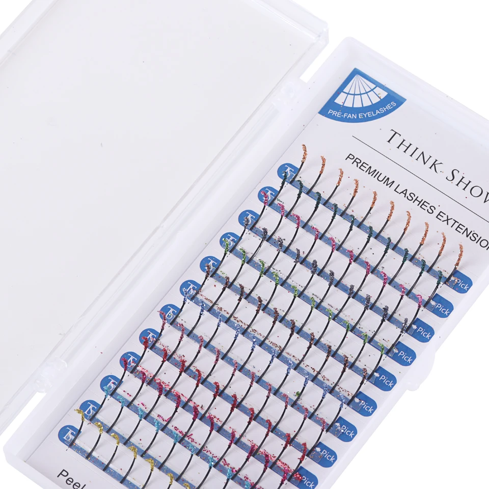 

THINKSHOW Glitter Individual Eyelash Extension Color Cilias Mix Rainbow Colors Eyelashes Cosplay Party Lash Makeup Tool