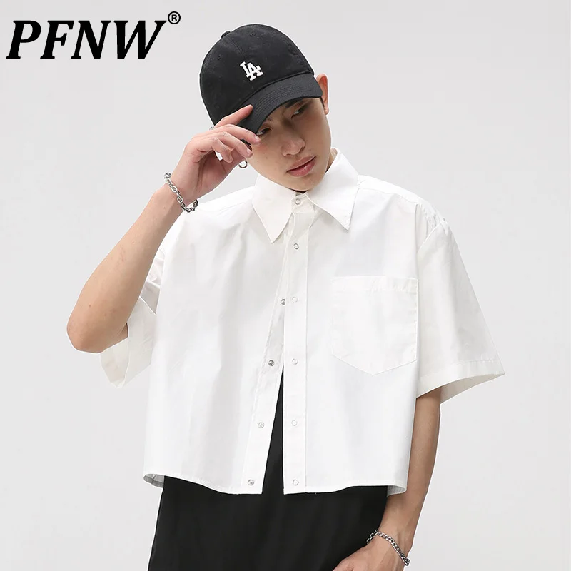 

PFNW Spring Summer New Men's Solid Color Short Sleeve Shirt Korean Street Outdoor Leisure Stylish Loose Personality Tops 28A2294