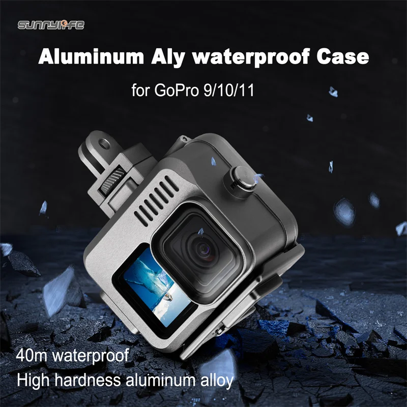 

Sunnylife 40m Waterproof Case for GoPro 9/10/11/Action 4 Alloy Housing Shell Underwater Protective Dive Accessories Floating Bar