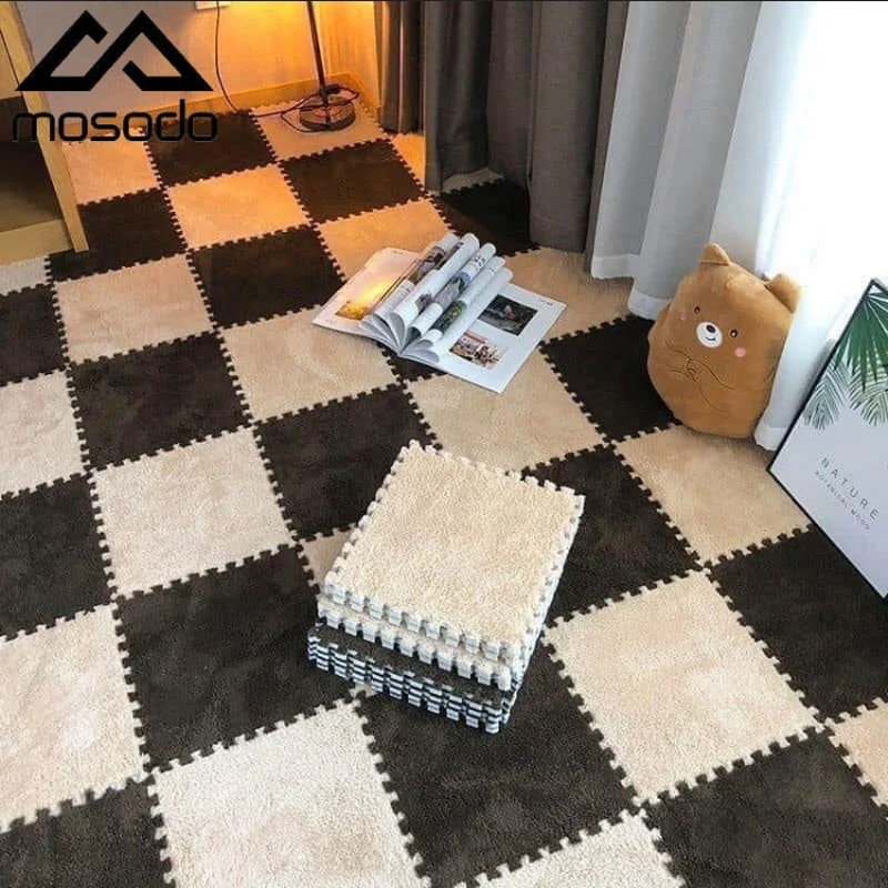 

10pcs Floor Mat Carpet For Bedroom Faux Fur Rug Eva Foam Puzzle Play Mat Removable Area Rug Carpets For Living Room Decoration