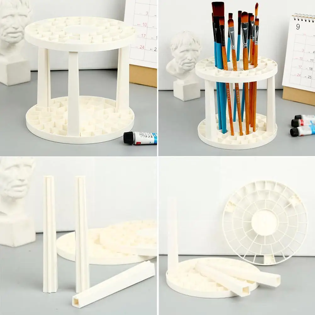 

Portable 49 Holes Paint Brush Pen Holder Watercolor Holder Pen Rack Stand Support Pen Display Holder Painting Brush B6X1