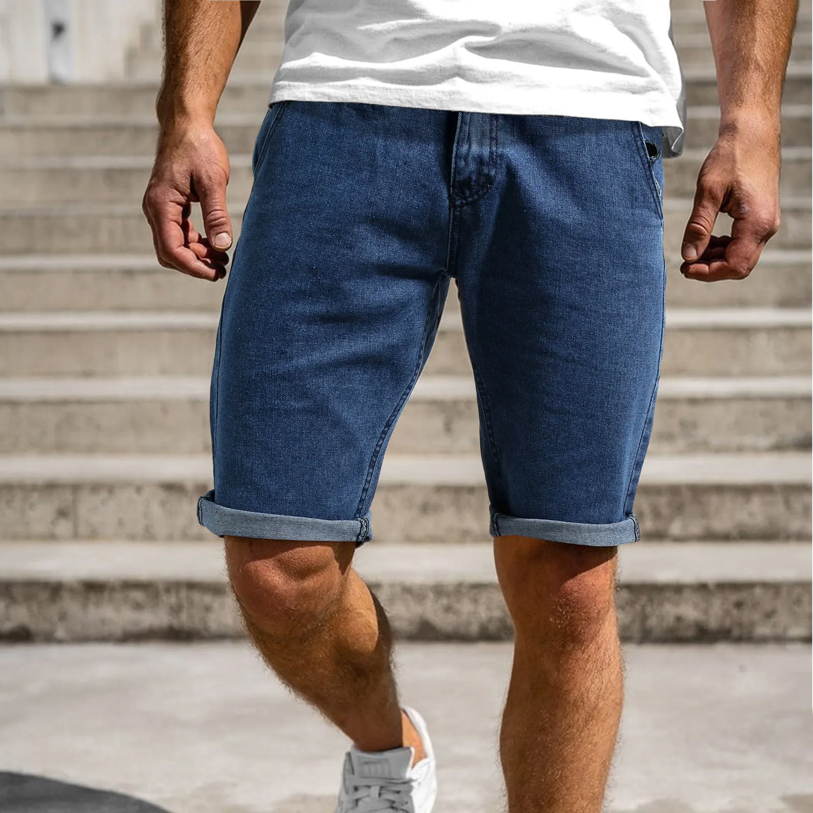 2021 Summer New Men's Slim Fit Short Jeans Fashion Cotton Stretch Vintage Denim Shorts Grey Blue Short Pants Male Brand Clothes