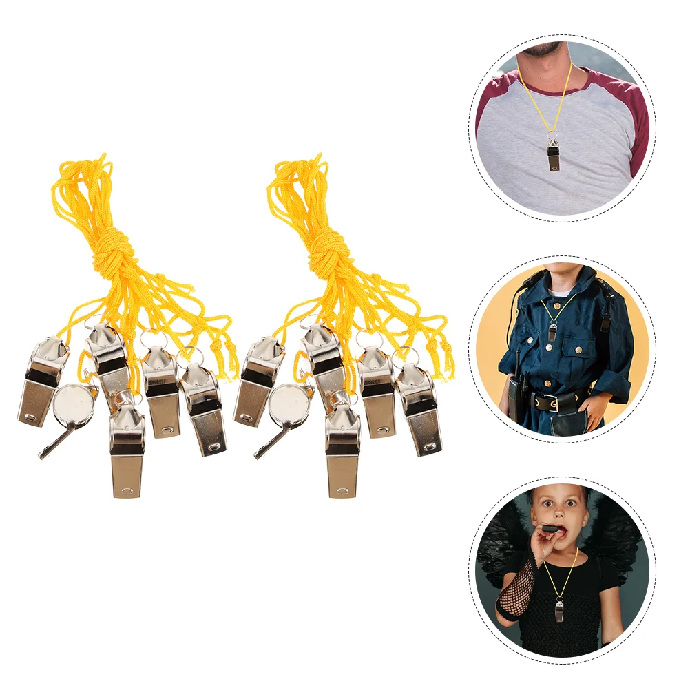 

Referee Whistles Stainless Steel Whistles with Lanyards Soccer Football Basketball Party Training School Cheerleading Tool