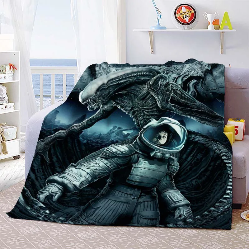 

Blanket Space Monster Printed Bedspread Sofa Couch Covers Travel Camping Blanket Children Adult Gift Aliens Movie Soft Throw