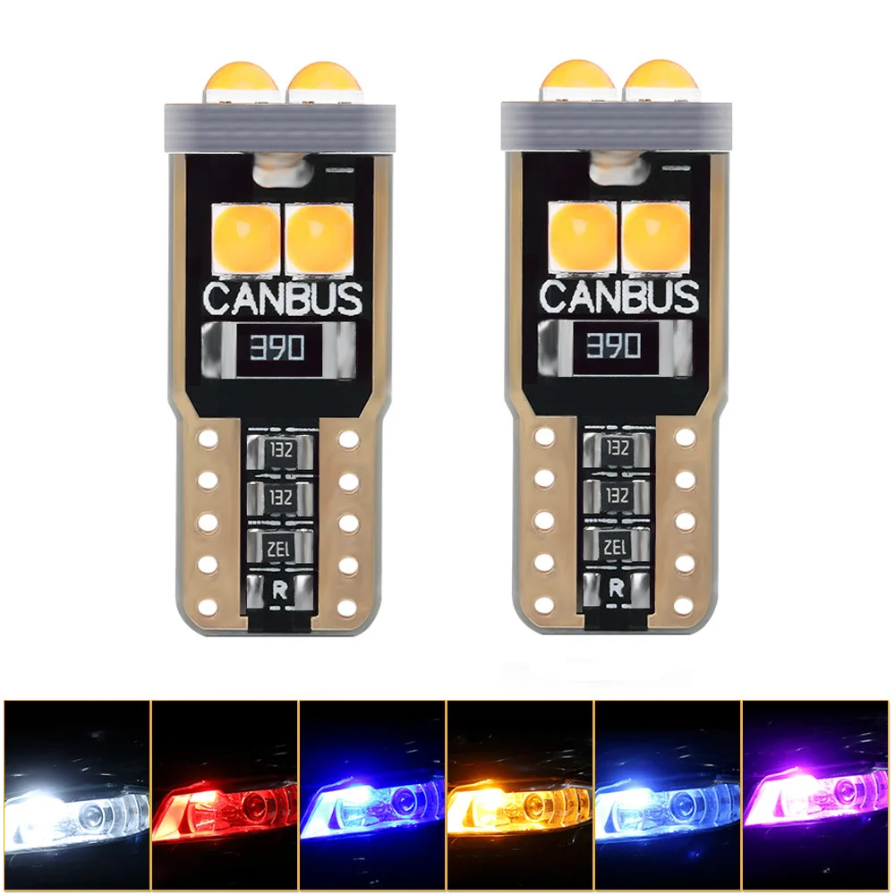 

2Pcs T10 W5W WY5W 2825 Super Bright LED Canbus No Error Car Interior Reading Dome Lights Auto Parking Lamp Wedge Tail Side Bulb