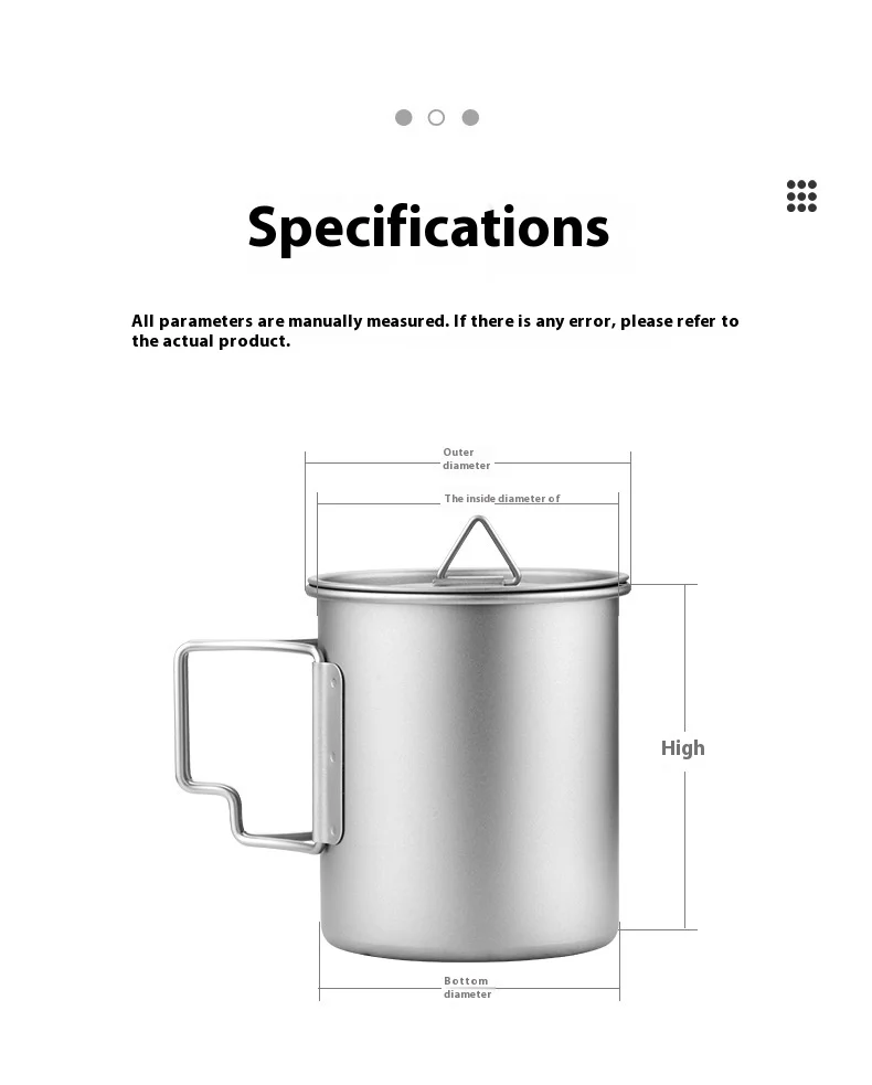 Титановая кружка для кемпинга 10 унций с изолированной крышкой-легкая и