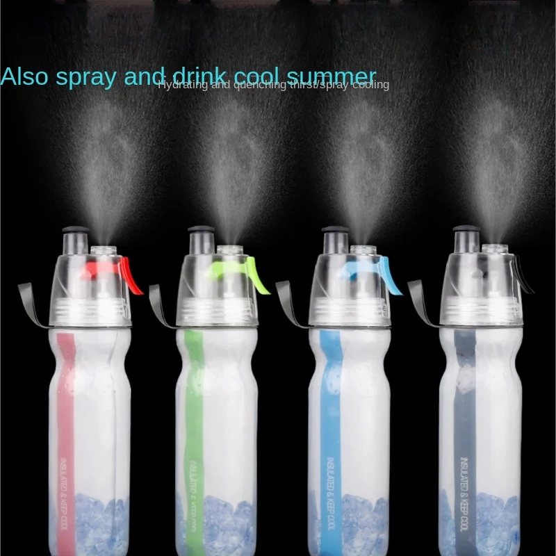 Купи Cycling City Spray Water Bottle Bicycle Outdoor Riding Water Bottle PE Double-layer Plastic Water Cup Cooling Function Water Cup за 829 рублей в магазине AliExpress