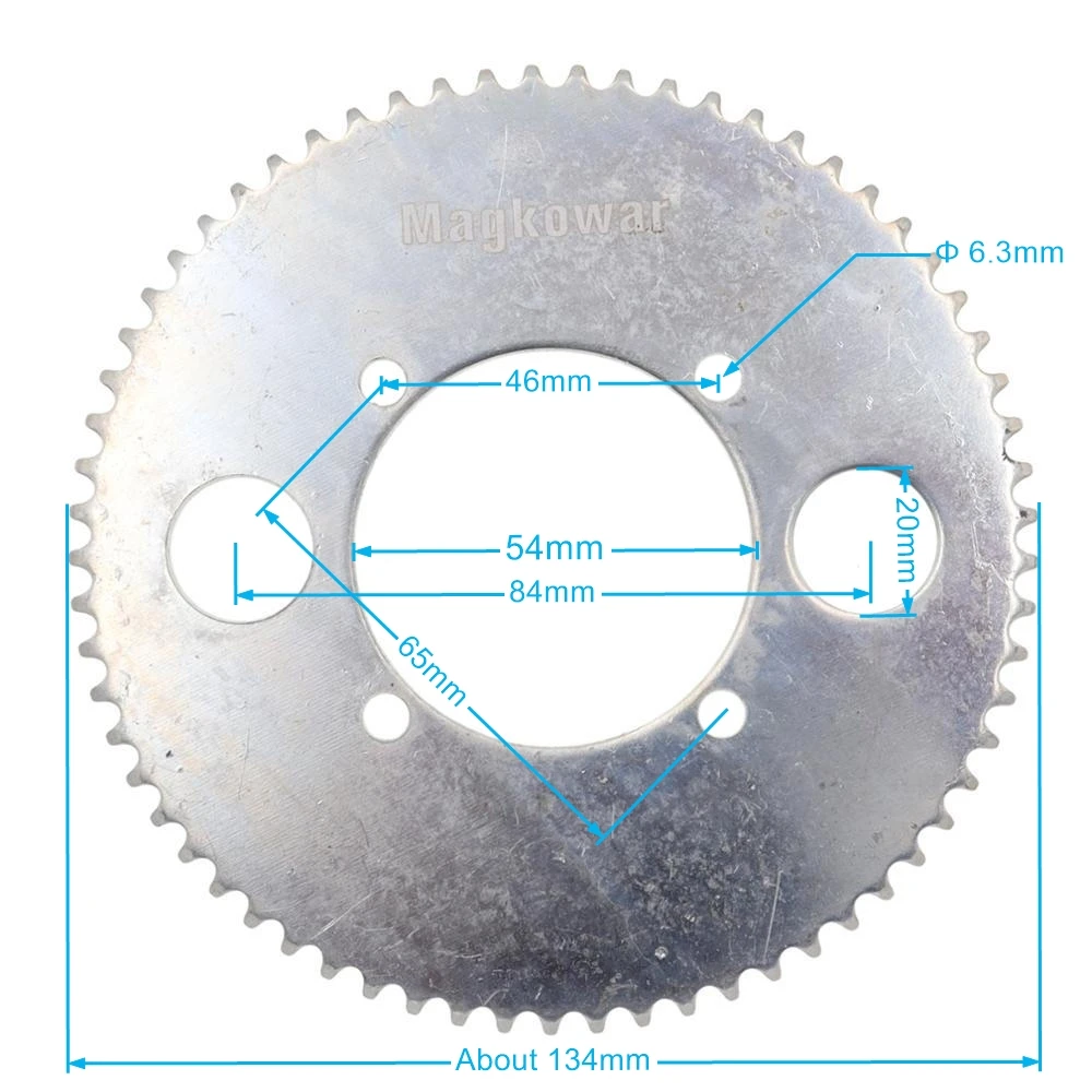 Звездочка magkovar для мотоцикла 25H 65 T, задняя насадка на цепь 54 мм 65 зубьев для карманного велосипеда 47cc 49cc, мини квадроцикла