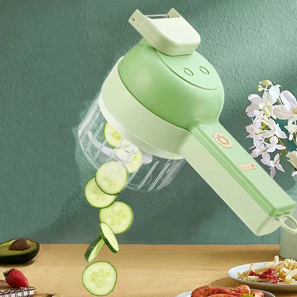 

4 In 1 Multifunction Handheld Electric Vegetable Cutter Tool Durable Chili Ginger Garlic Vegetable Crusher Kitchen Tool