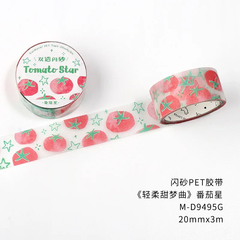 

Ins Cute Cat Tomato Tape Flash Sand Hand Account Decorative Tape Collage Planner DIY School Stationary Stickers