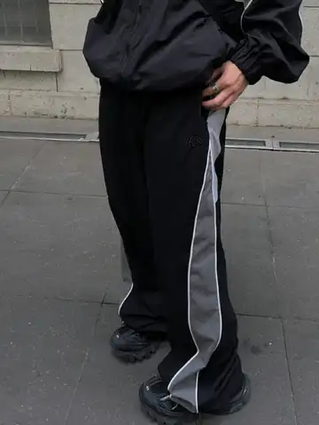 Брюки-карго Y2K Мужские Винтажные, уличная одежда в стиле хип-хоп, широкие Джоггеры в полоску, спортивные штаны в стиле ретро 90-х