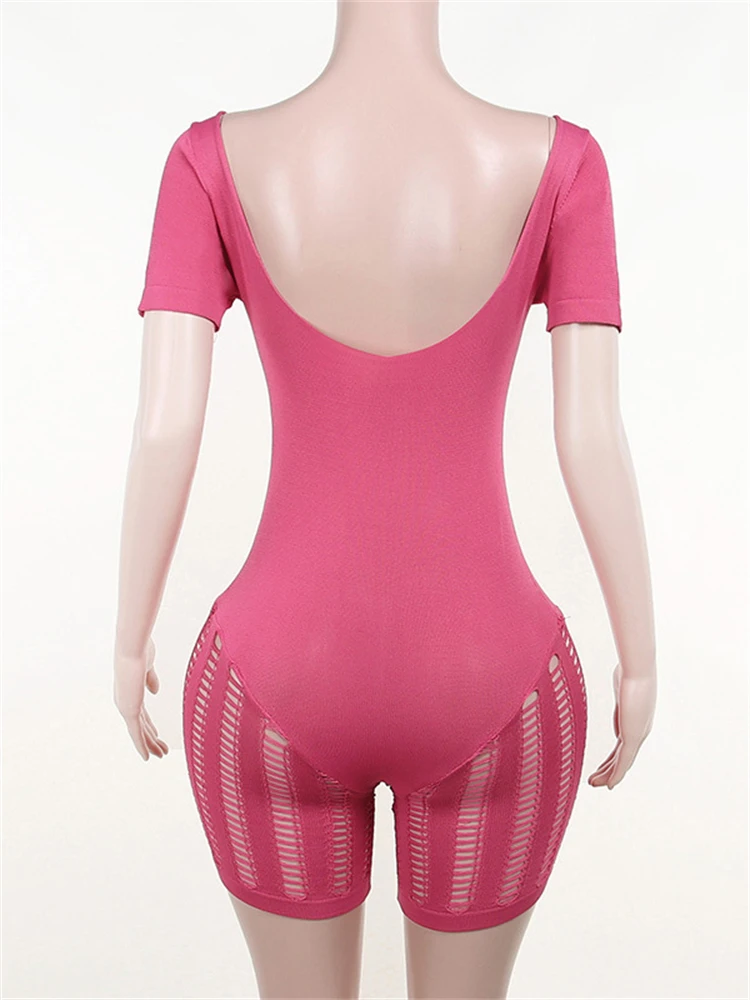 Sexy Nightclub Skinny Patchwork Red Jumpsuit For Women Square Collar Rompers One-pieces Outfits Club Rompers Female Dropshipping