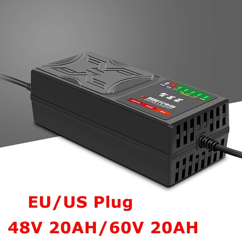 

48V/60V 20AH 7 Light Electric e Bike Charger Battery Charger Adapter Temperature Protect Full Shutdown Electric Bicycles Battery