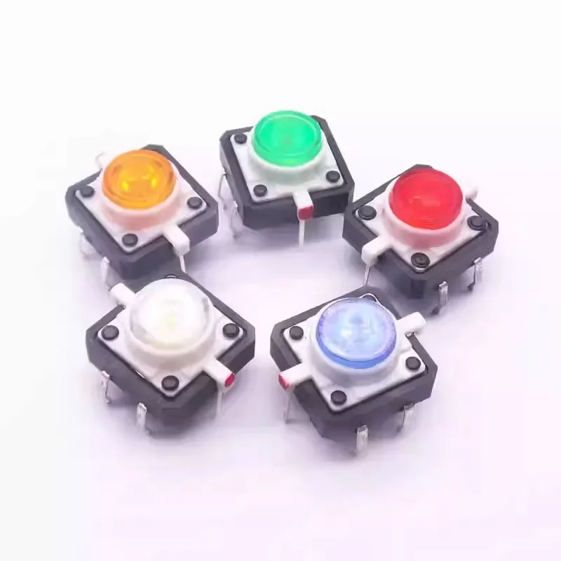 100 шт./лот 12x12x7 3 мм тактильный тактовый кнопочный переключатель с самовозвратом и