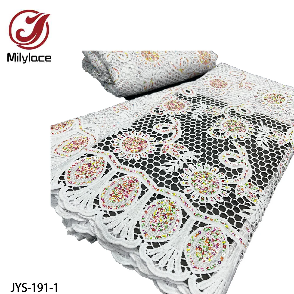 

High Quality Swiss Voile Lace Fabric Embroidered Dry Lace 100% Cotton Fabrics for Sewing Party Dress 5 Yards JYS-191