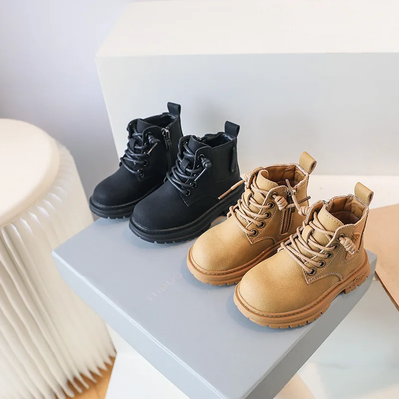 

Children's Fashion Little Yellow Boots Autumn Winter New Boys' Short Boots Baby Girls Single Leather Boots Baby Outdoor Shoes