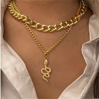 snake double layer clavicle chain punk choker necklace for women men fashion necklaces trendy elegant chunky jewelry