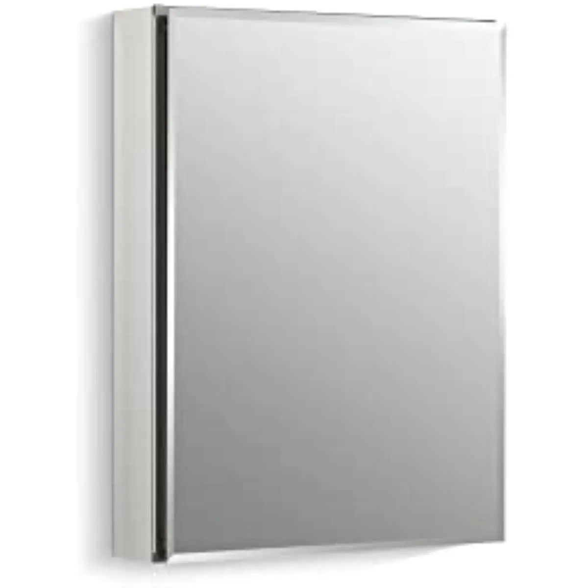 

KOHLER CLC Flat, Single Medicine Cabinet with Mirrored Door, 20” Width x 26” Height, Aluminum, Frameless with Beveled Edges