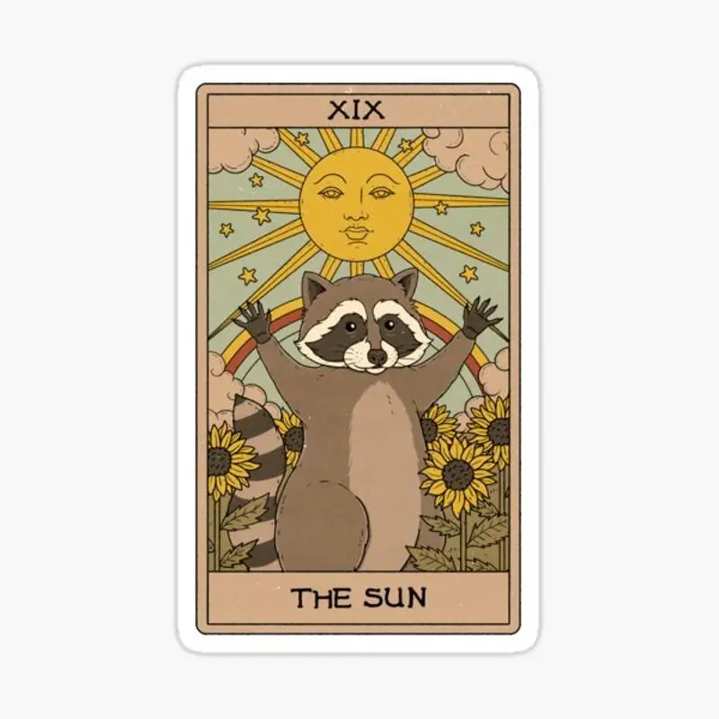 

Наклейка на Таро от солнца и енота для декора ноутбука, спальни, автомобиля, модный чемодан с милым мультяшным рисунком