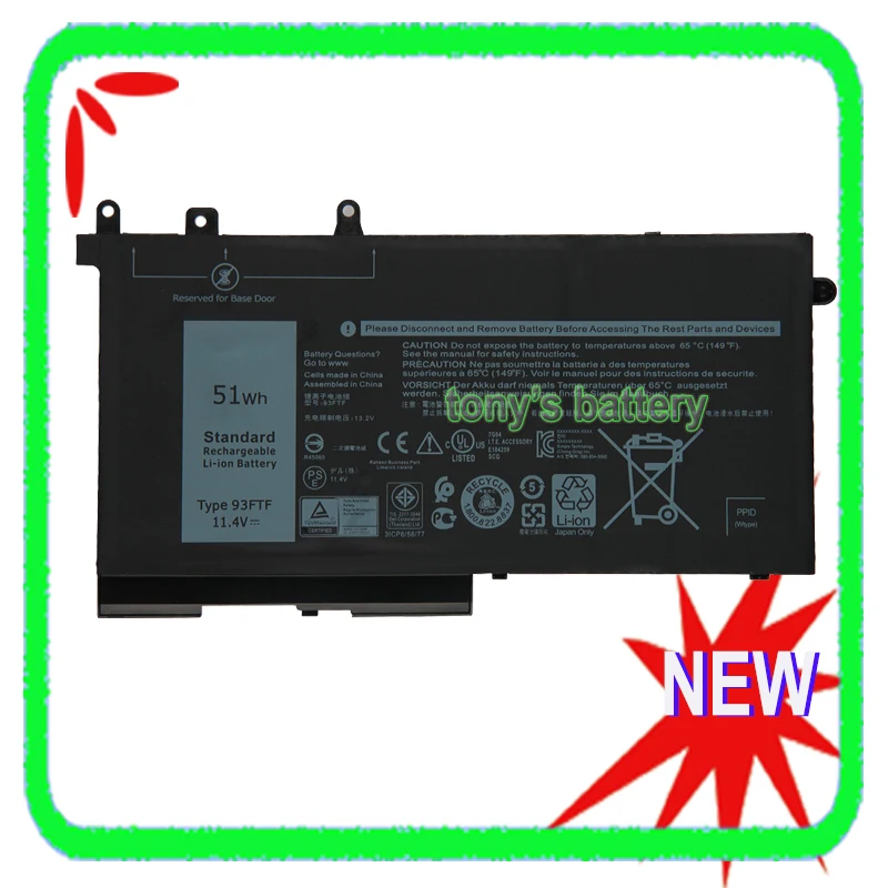 Новый аккумулятор 93FTF для Dell Latitude 5491 5495 5591 E5280 E5288 E5480 E5580 E5290 E5490 E5590 D4CMT 11 4 V 51Wh