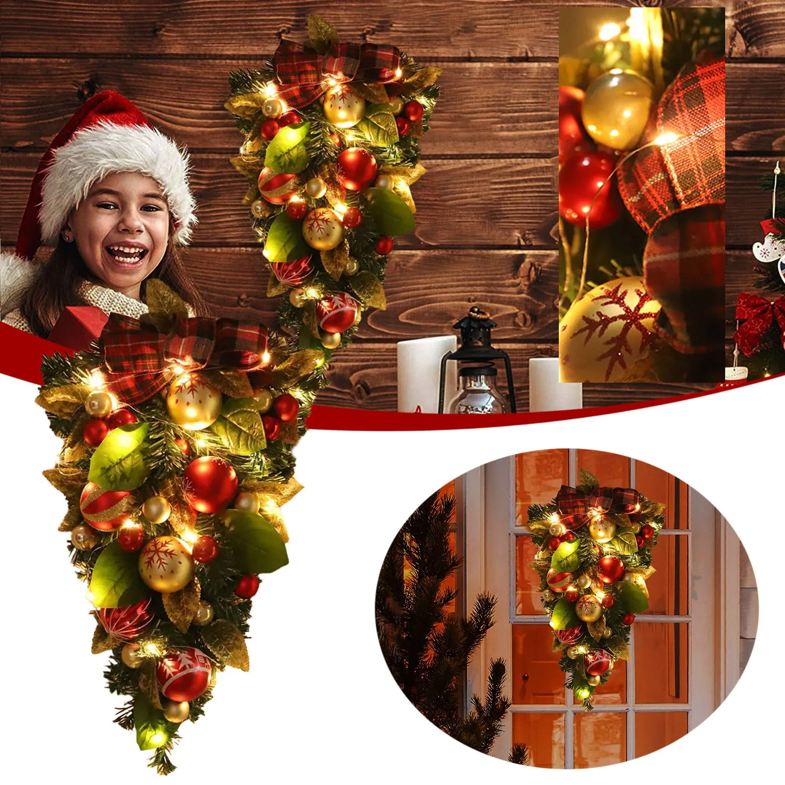 

2022 Новый Рождественский венок, украшения для елки вверх дном, украшение для рождественского шара, венок, рамка из пенопласта, рождественски...